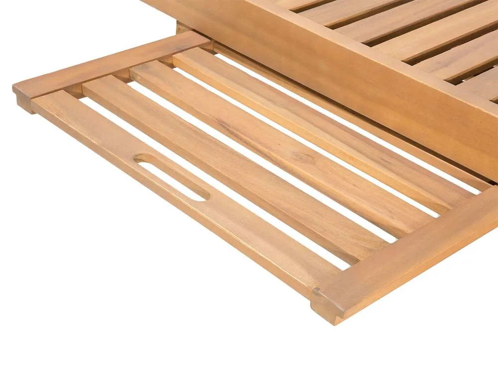 Lettino prendisole legno di acacia cuscino grigio scuro CESANA