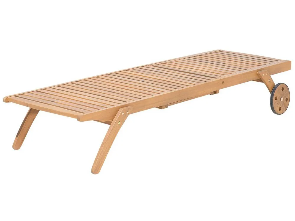 Lettino prendisole legno di acacia cuscino grigio scuro CESANA