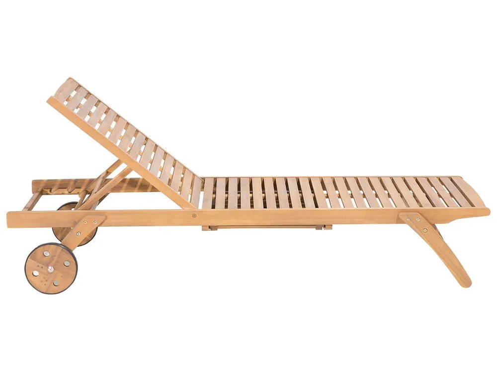 Lettino prendisole legno di acacia cuscino grigio scuro CESANA