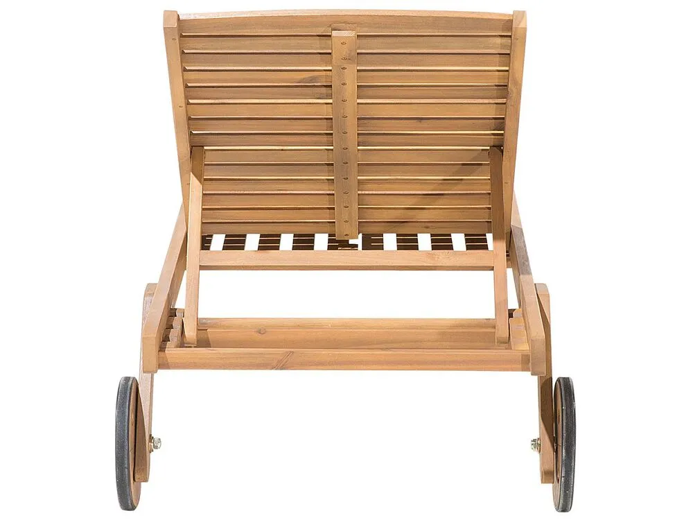Lettino prendisole legno di acacia cuscino grigio scuro CESANA