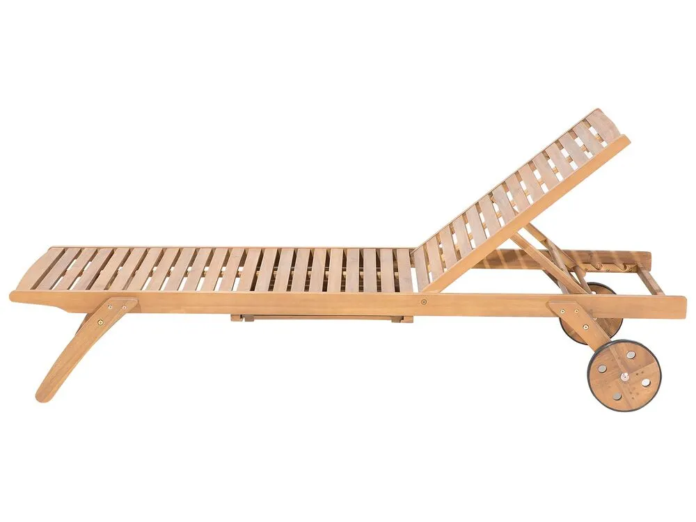 Lettino prendisole legno di acacia cuscino grigio scuro CESANA