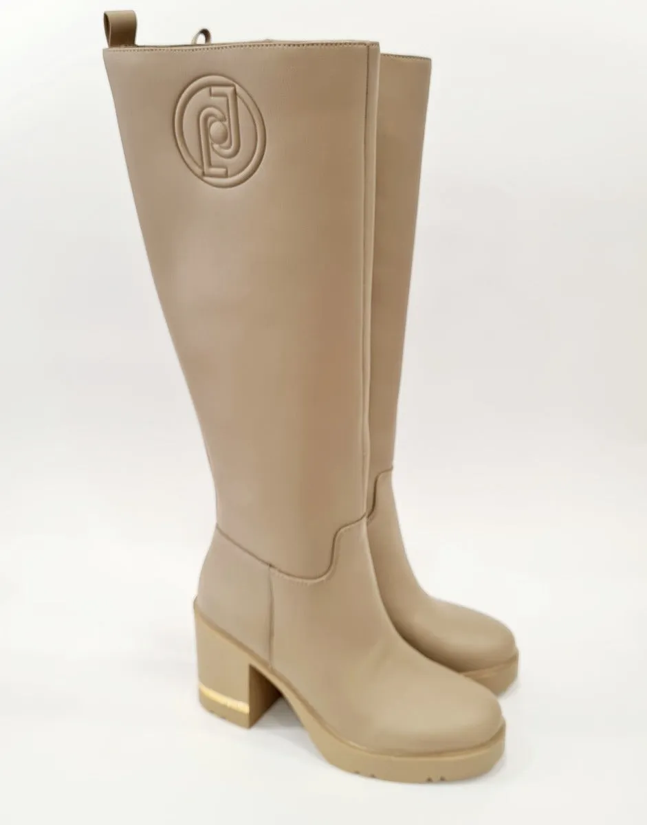 Liu-Jo Stivale Fondo Gomma  ecopelle  Taupe tacco alto 8,5 cm.  rif.725