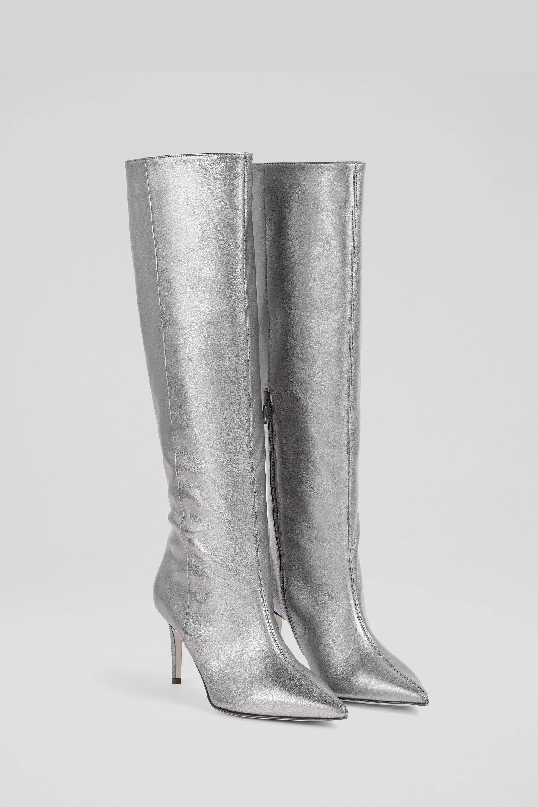 LK Bennett Dettagli metallizzati - Astrid Grigio argentato - Stivali a punta con angoli