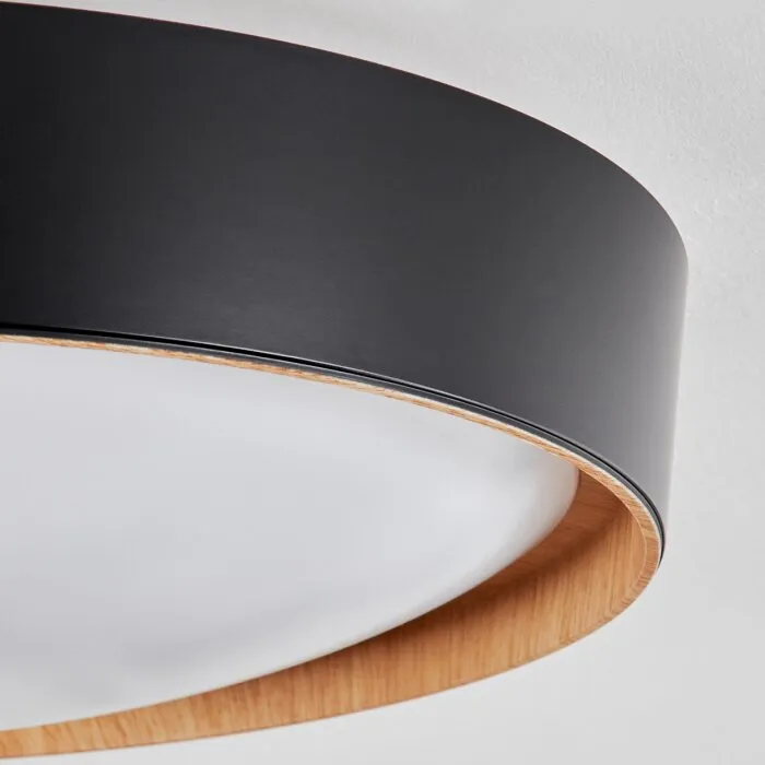 Louea Plafoniera LED Marrone, Aspetto del legno, Nero, 1-Luce