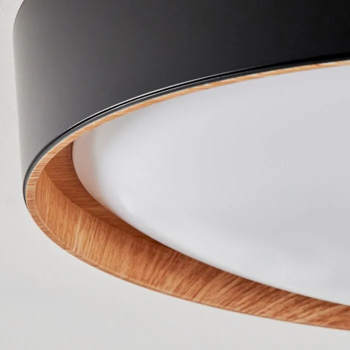 Louea Plafoniera LED Marrone, Aspetto del legno, Nero, 1-Luce