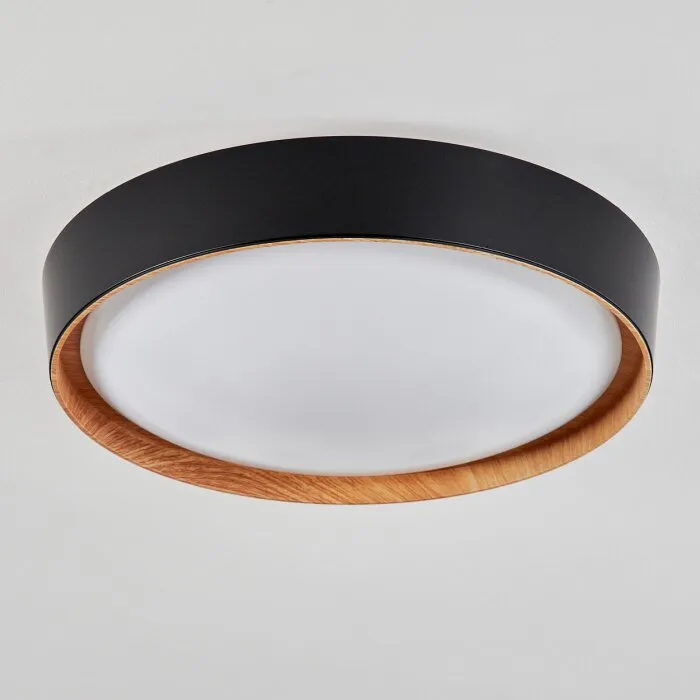 Louea Plafoniera LED Marrone, Aspetto del legno, Nero, 1-Luce