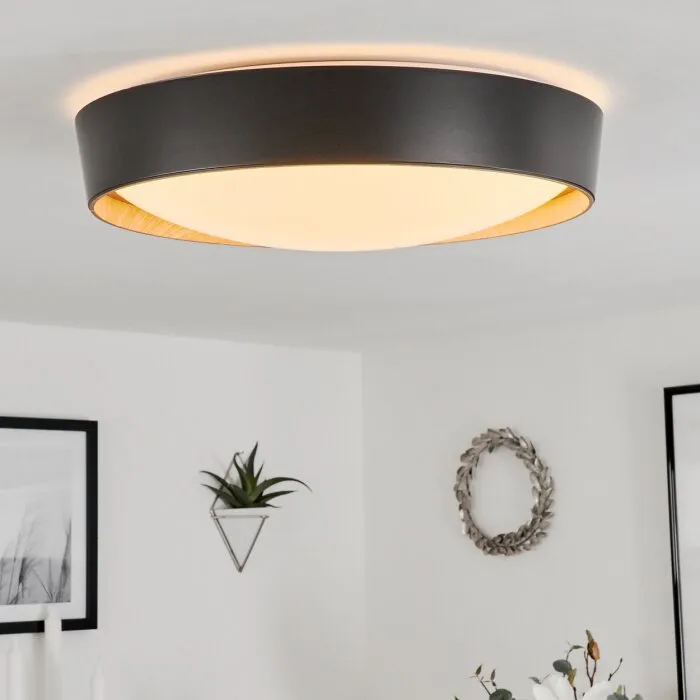 Louea Plafoniera LED Marrone, Aspetto del legno, Nero, 1-Luce