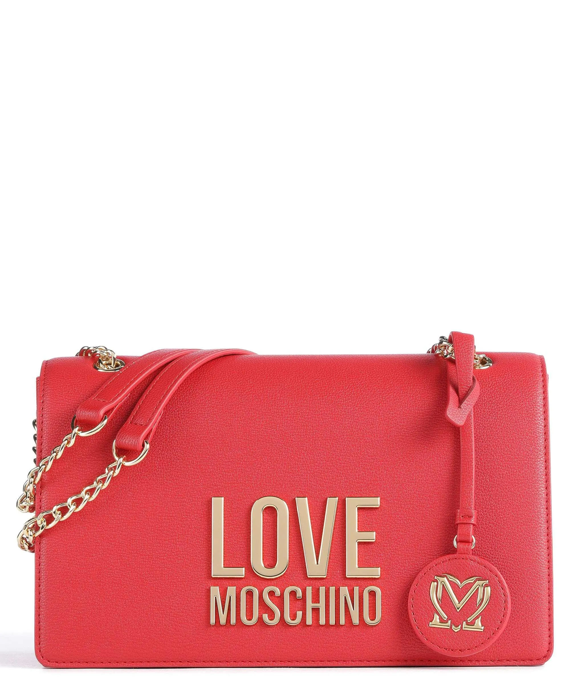  Love Moschino Love Lettering Borsa a spalla pelle sintetica rosso  