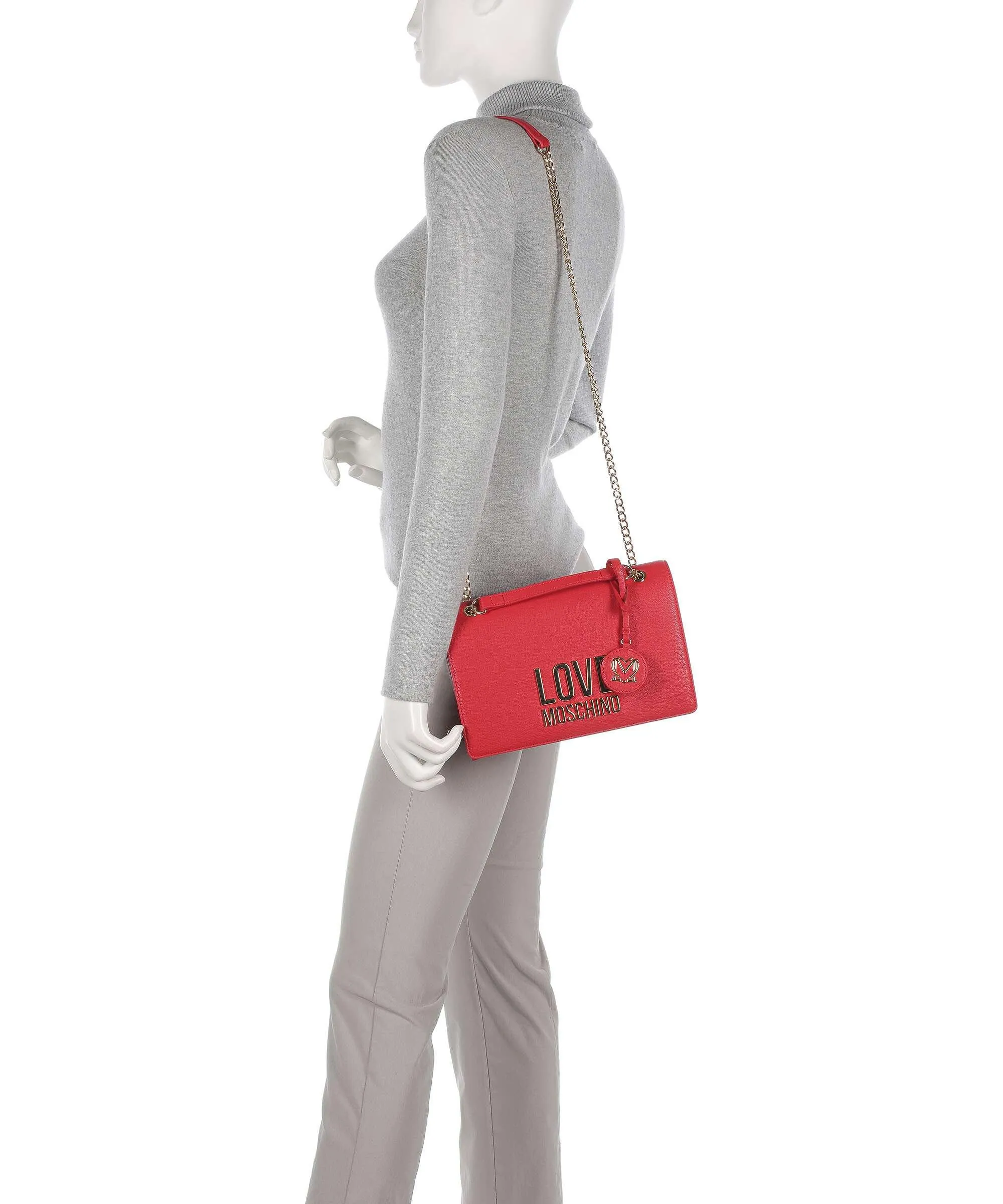  Love Moschino Love Lettering Borsa a spalla pelle sintetica rosso  
