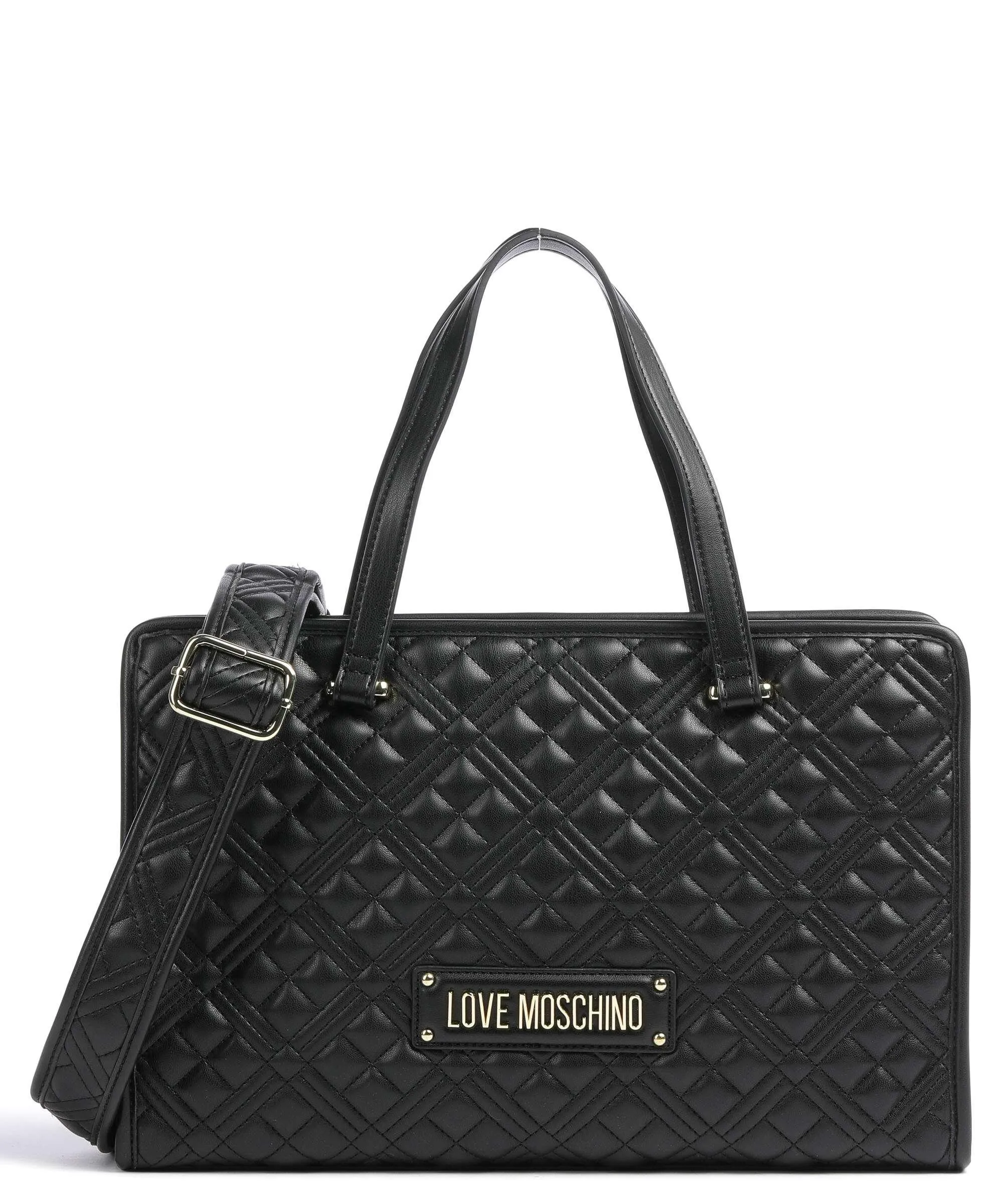  Love Moschino Quilted Borsa a mano pelle sintetica nero  