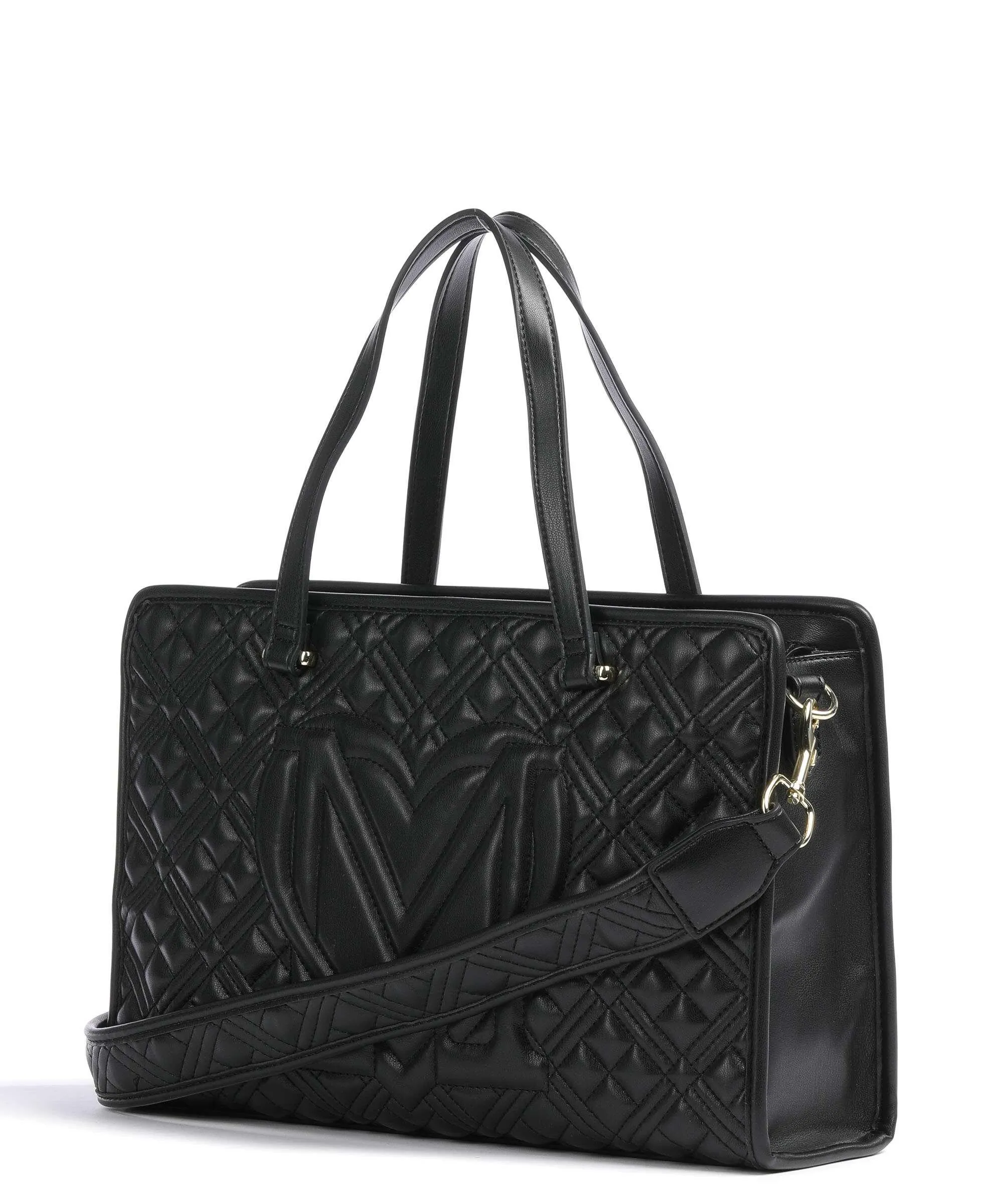  Love Moschino Quilted Borsa a mano pelle sintetica nero  