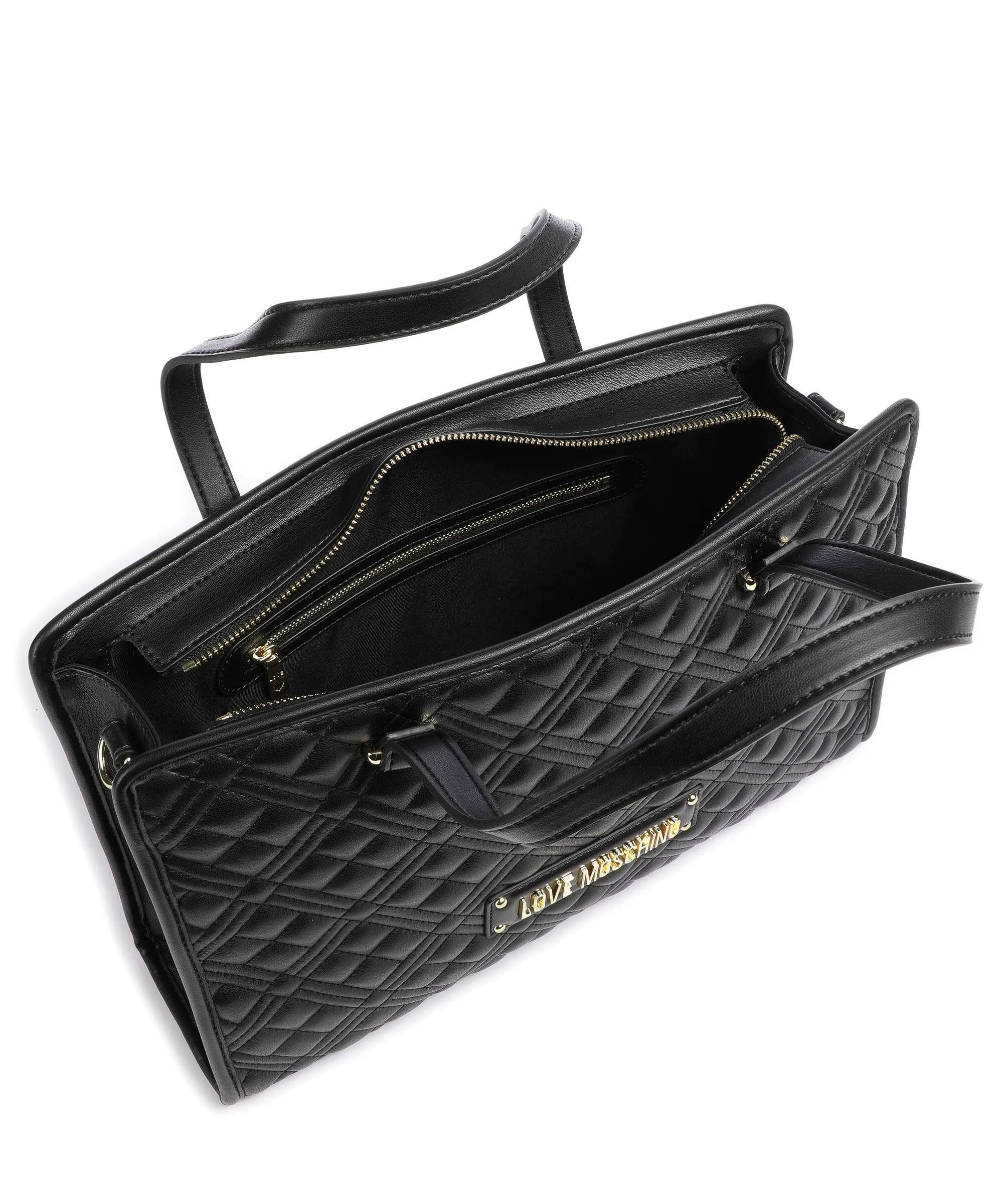  Love Moschino Quilted Borsa a mano pelle sintetica nero  