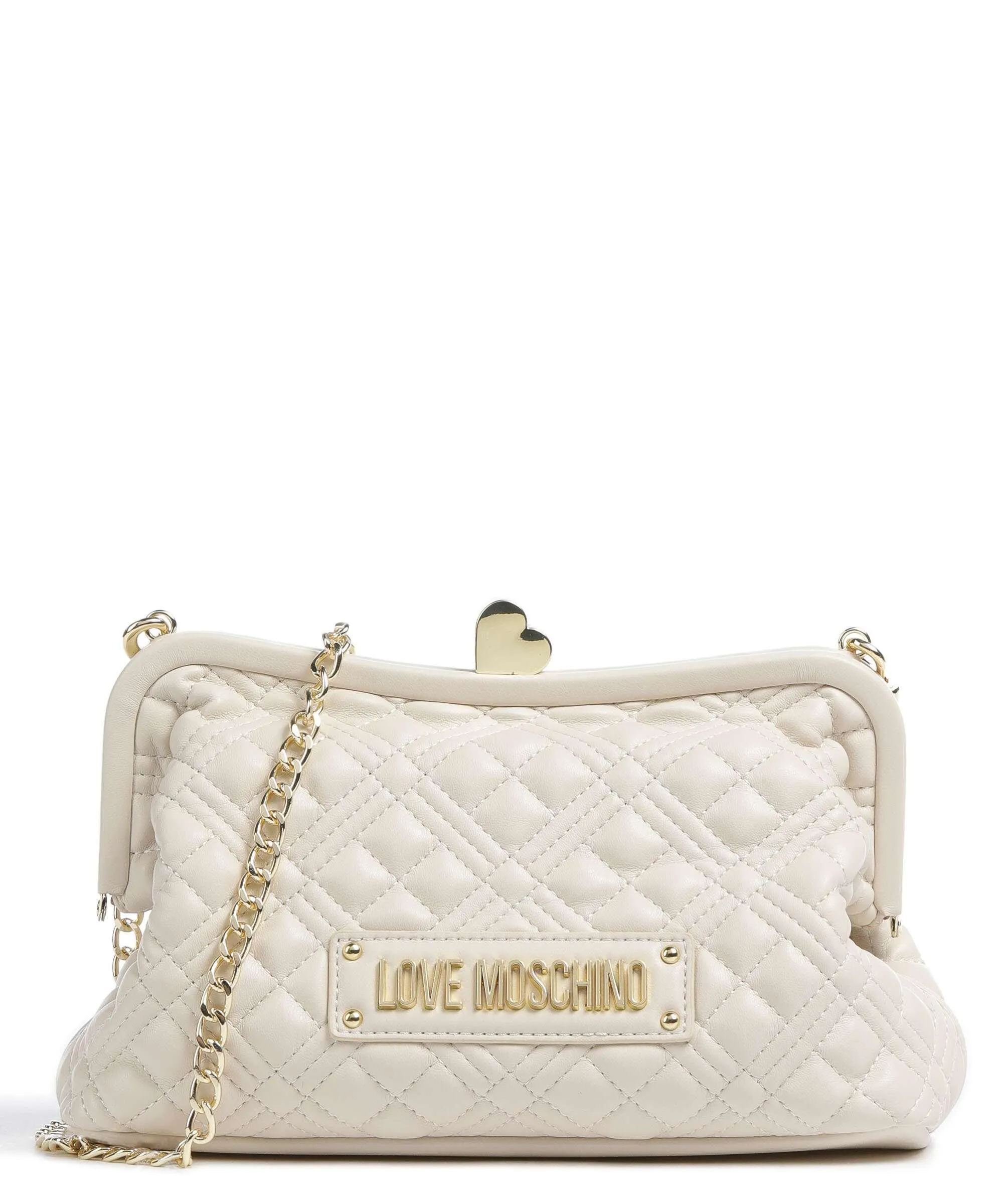  Love Moschino Quilted Borsa a tracolla pelle sintetica avorio  