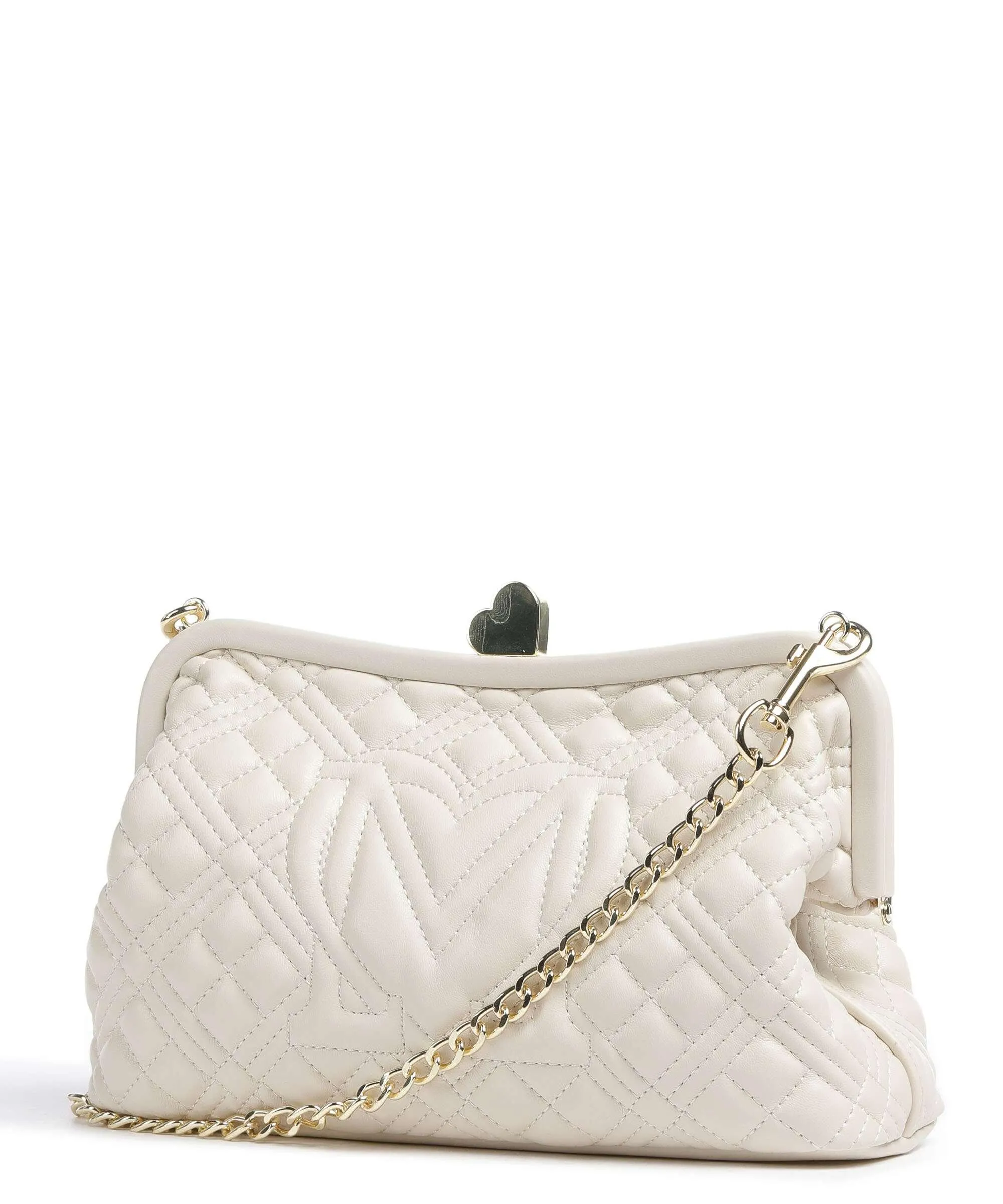  Love Moschino Quilted Borsa a tracolla pelle sintetica avorio  