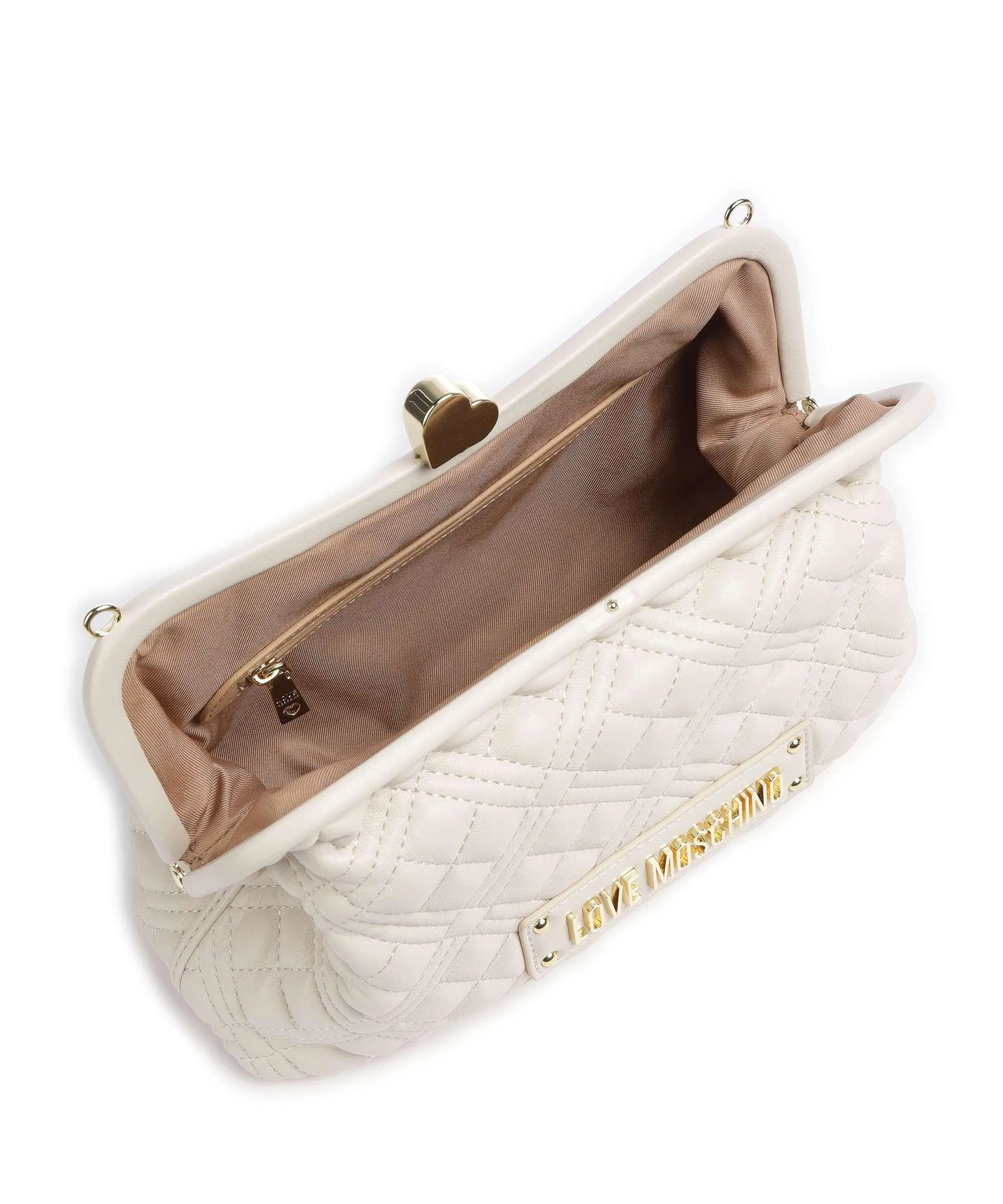  Love Moschino Quilted Borsa a tracolla pelle sintetica avorio  