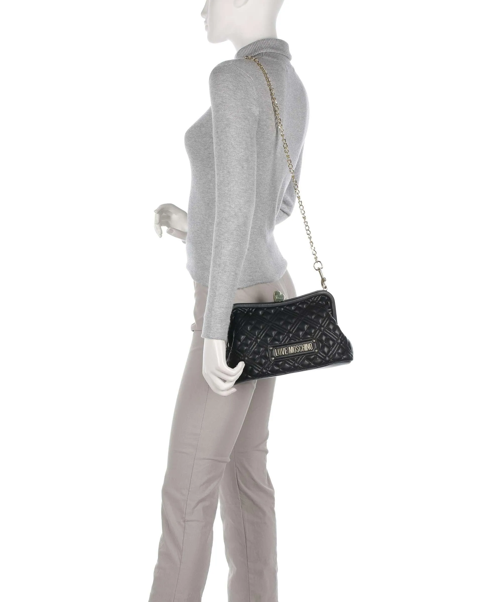  Love Moschino Quilted Borsa a tracolla pelle sintetica nero  