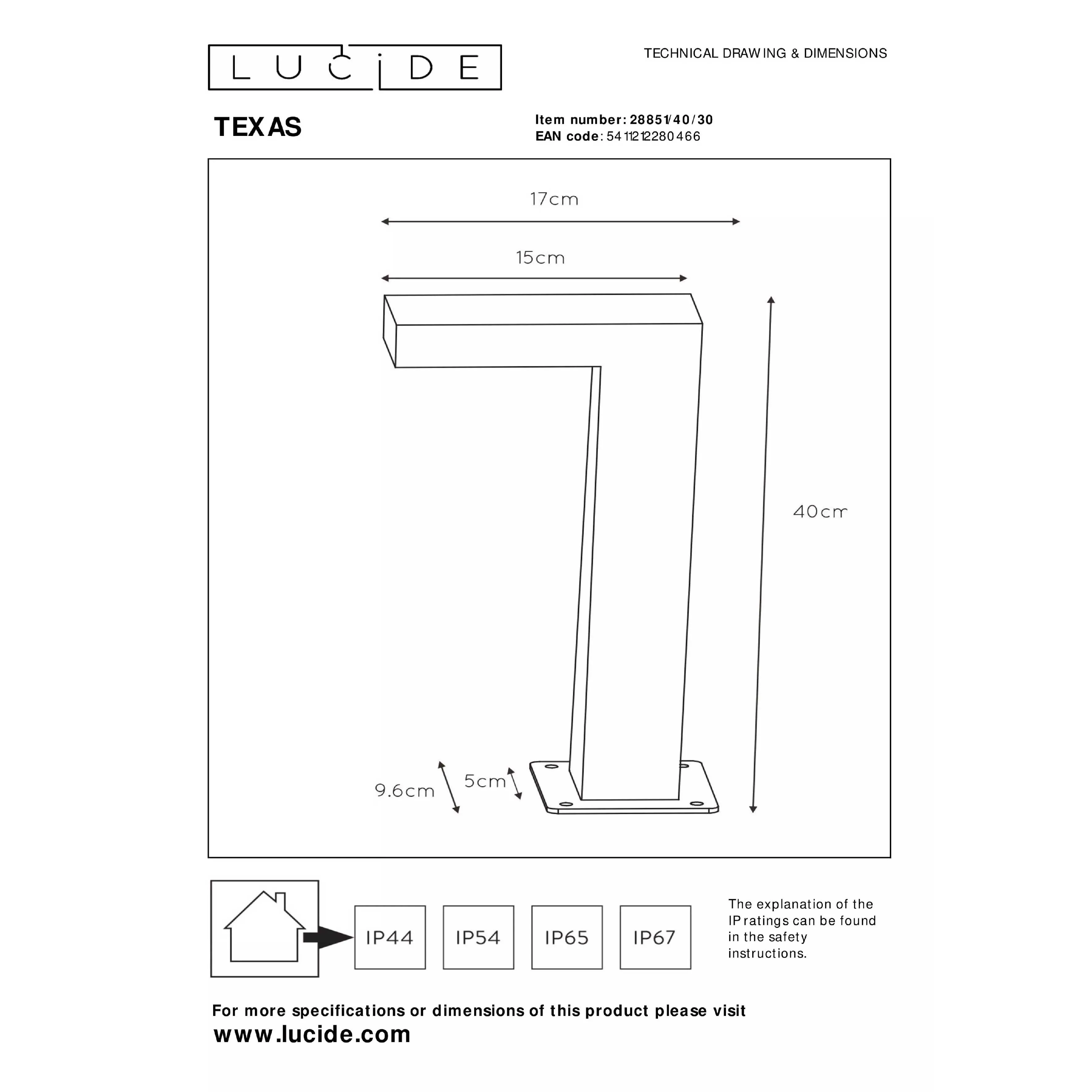 Lucide  Lampada da giardino a led con struttura in alluminio bassa dalle linee moderne Texas - 8W - 3000k Luce Calda