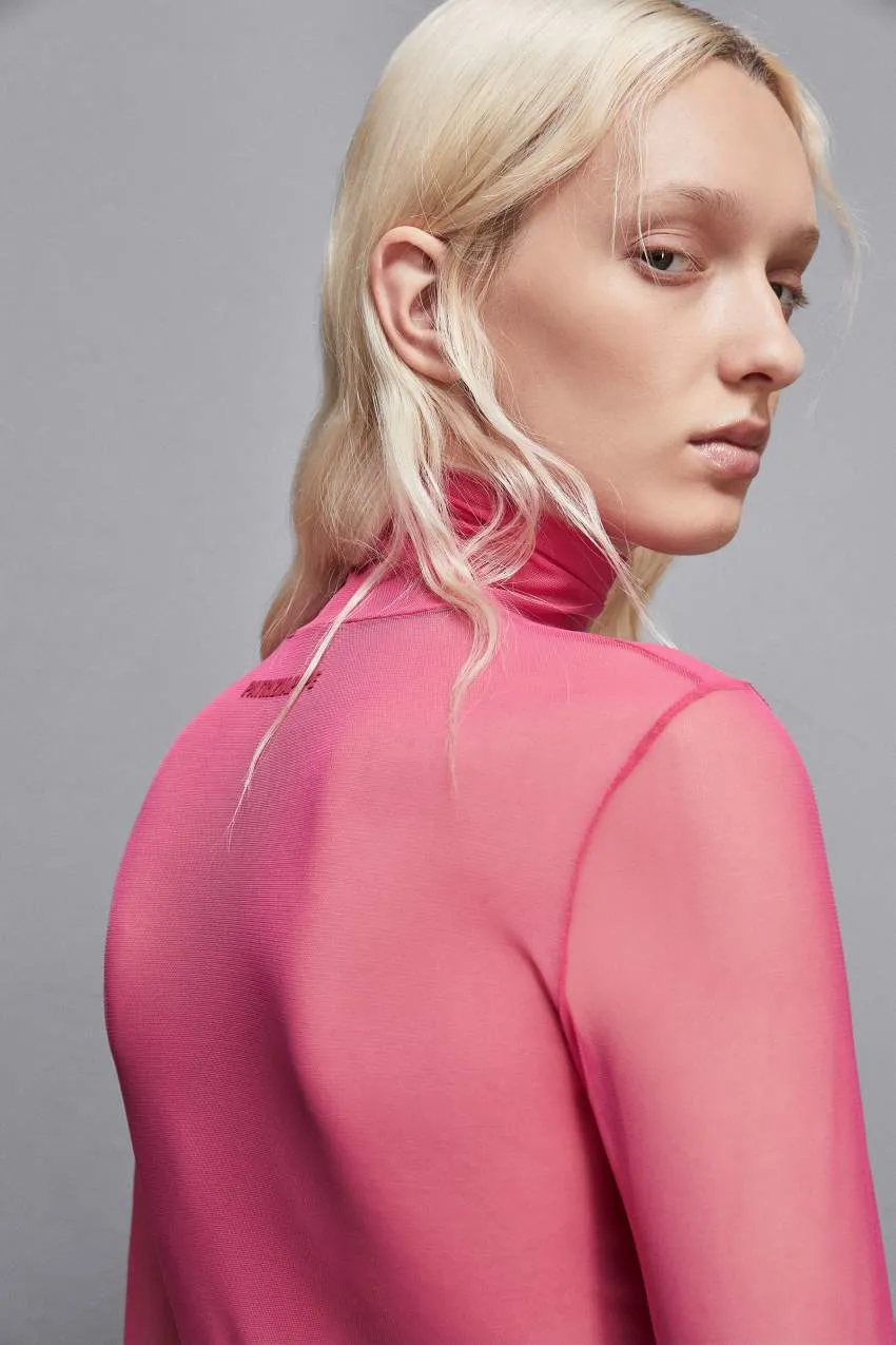 Lupetto collo alto in tulle stretch