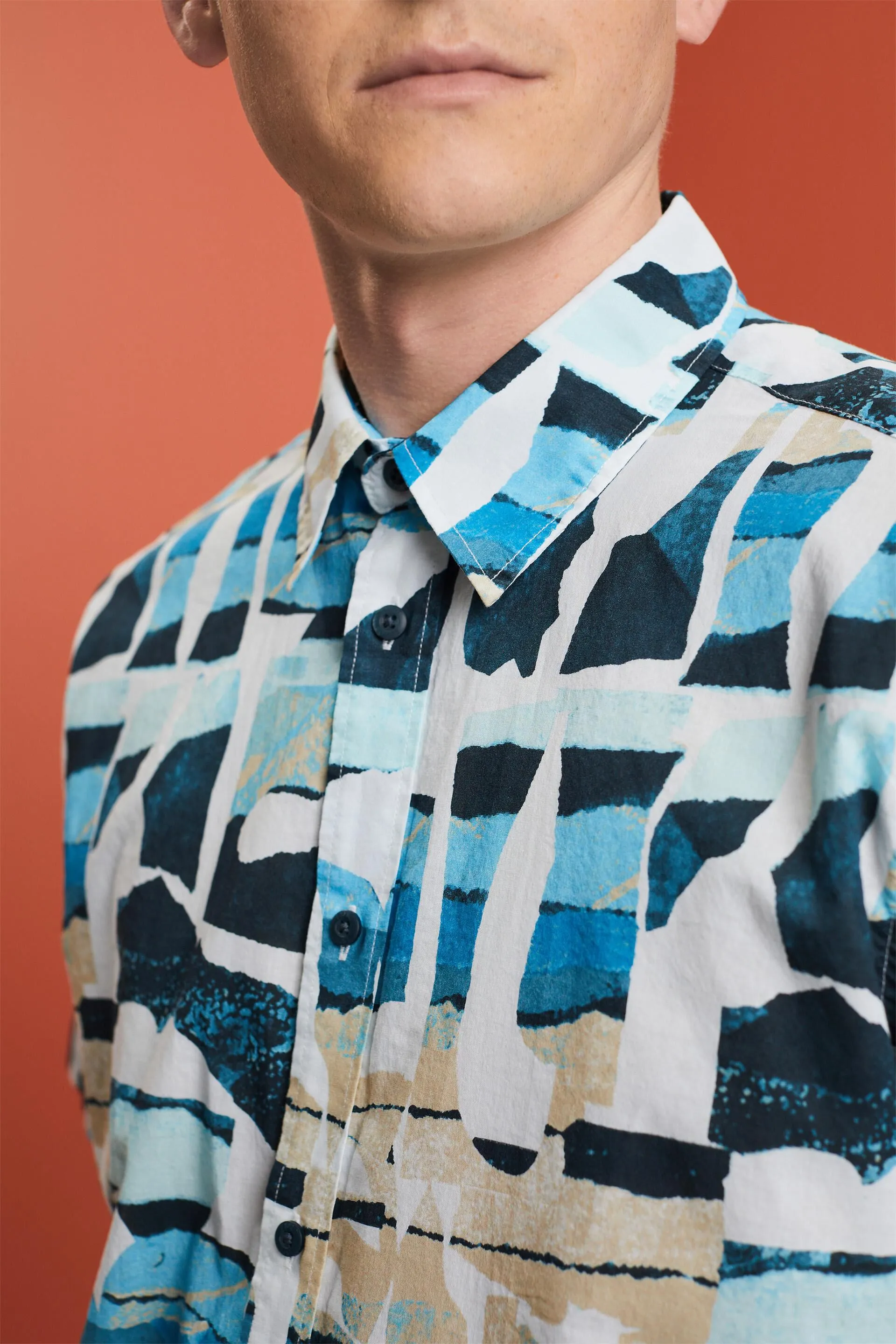 Maglia a fantasia a maniche corte, 100% cotone