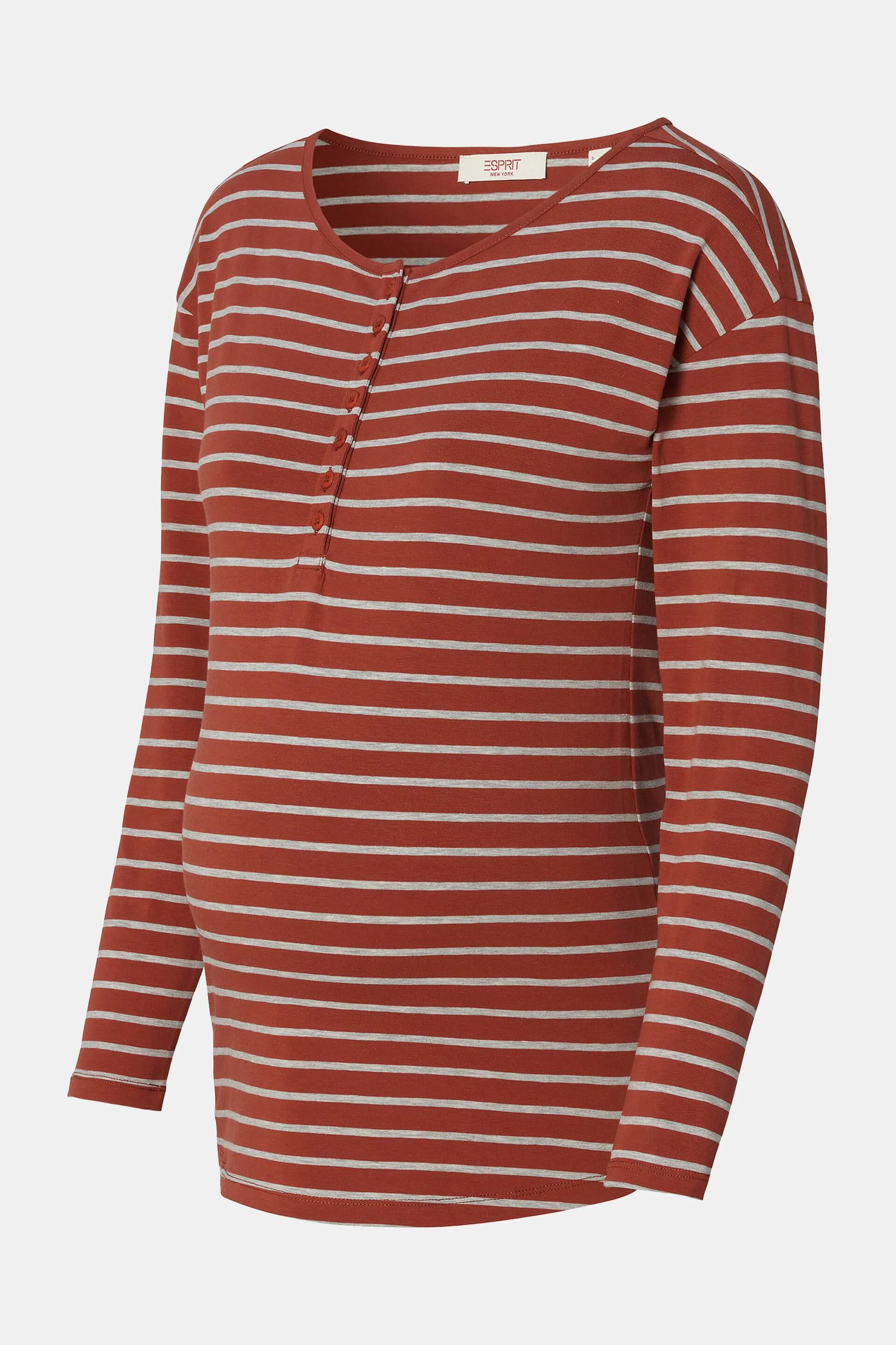 Maglia con collo a serafino a righe a manica lunga