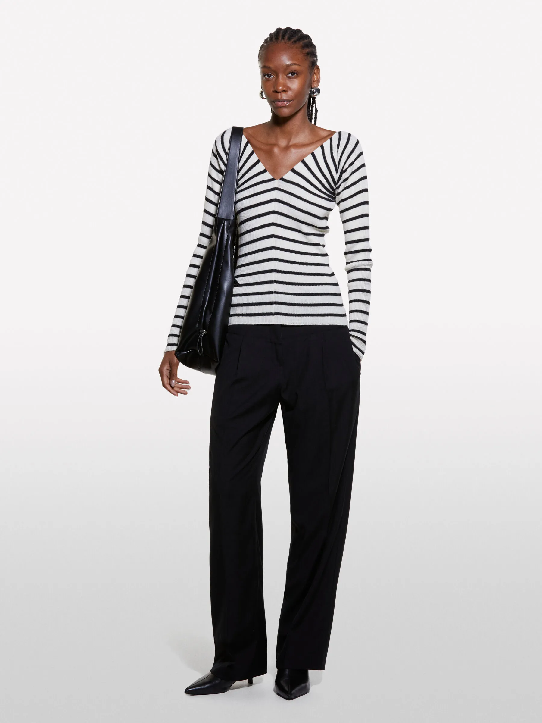 Maglia slim fit a righe multicolore