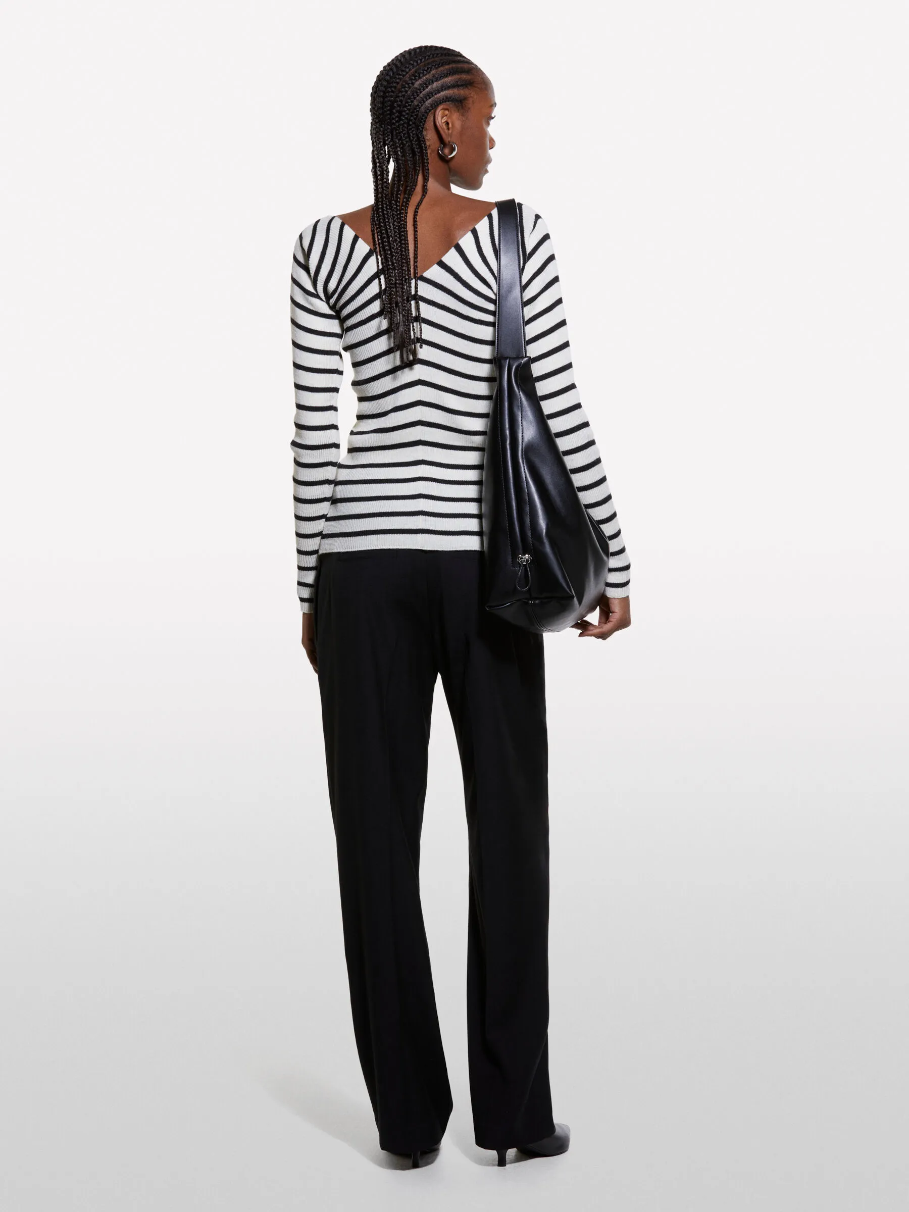 Maglia slim fit a righe multicolore