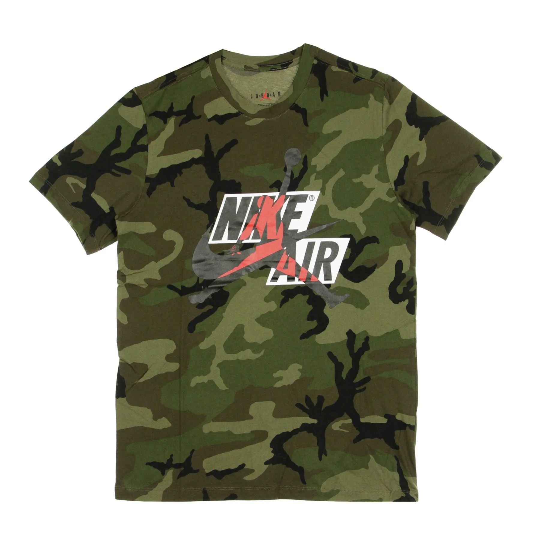 Maglietta Uomo Jumpman Classics Medium Olive/camo Print/gym Red