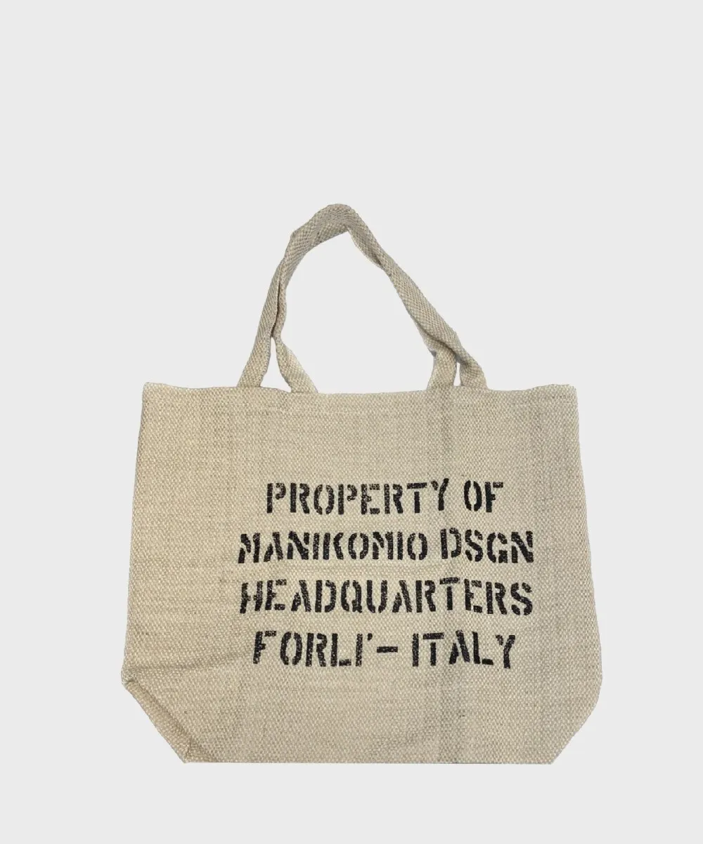 Manikomio Dsgn Utility borsa shopper in cotone e corda beige