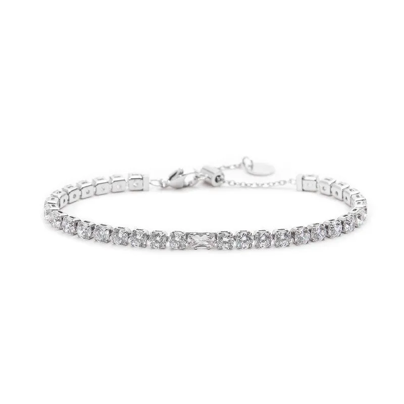 Marlù | Bracciale tennis 4mm con zircone centrale
