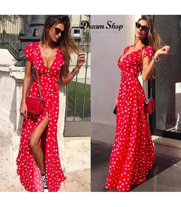Maxidress pois capri