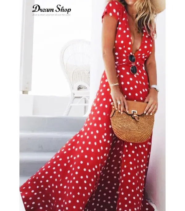 Maxidress pois capri