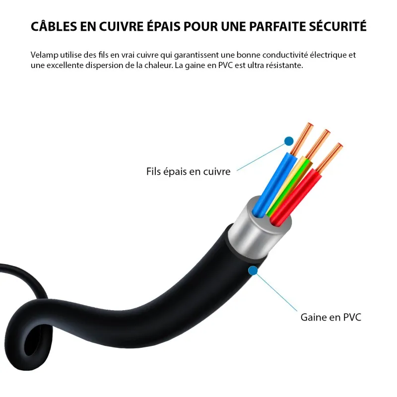 Multipresa francese 4x16A, cavo lungo 1,5m, H05VV-F3G1.0MM2, CE,  NF. Nero