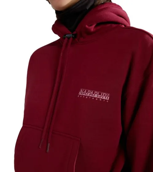 NAPAPIJRI Felpa da donna in corda con tasca a marsupio maglione con cappuccio NP0A4HRDR541 rosso