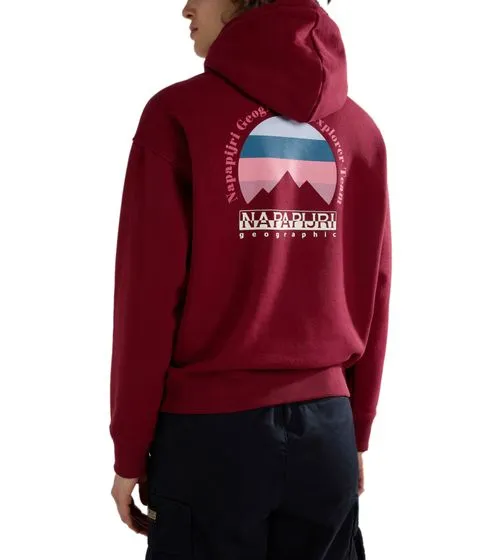 NAPAPIJRI Felpa da donna in corda con tasca a marsupio maglione con cappuccio NP0A4HRDR541 rosso