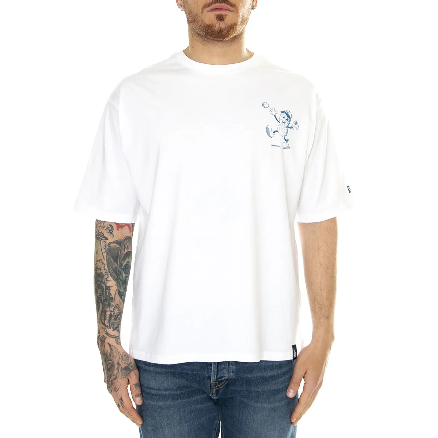 New Era MLB Food Graphic OS Tee Los Angeles Dodgers White / Navy - Maglietta Girocollo Uomo Bianca    