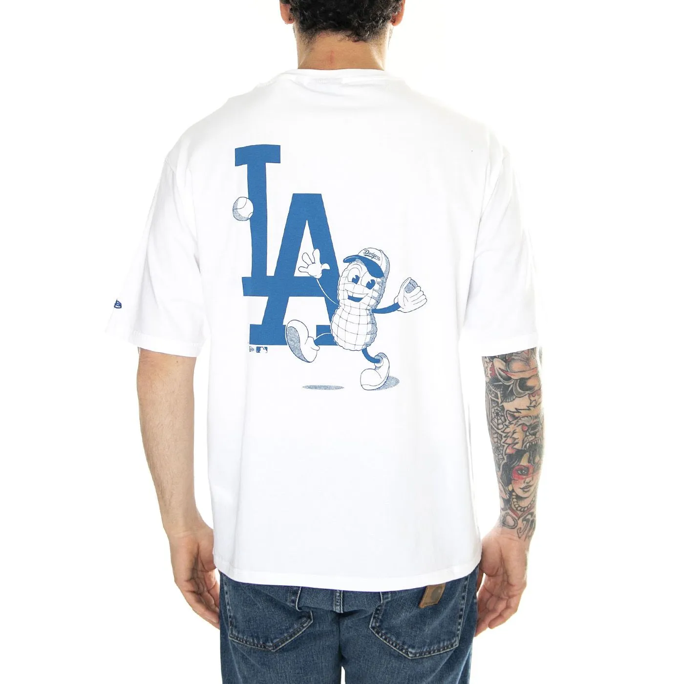 New Era MLB Food Graphic OS Tee Los Angeles Dodgers White / Navy - Maglietta Girocollo Uomo Bianca    