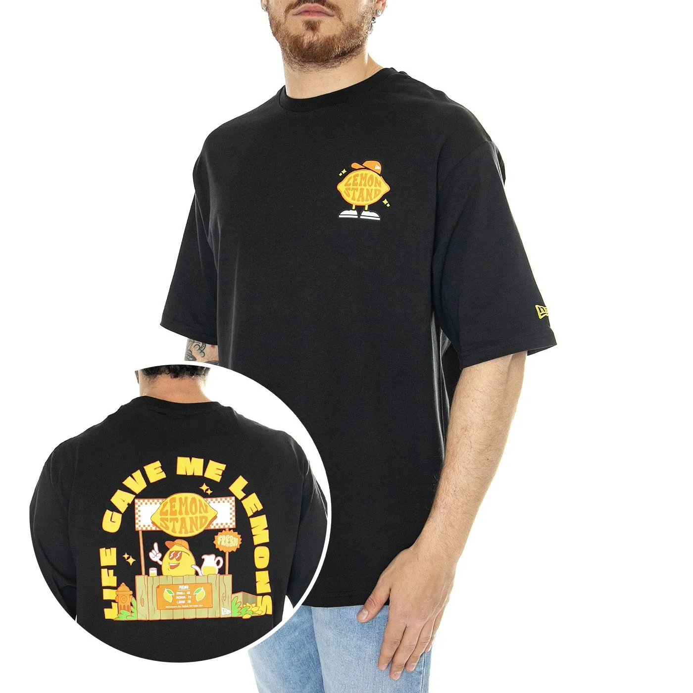 New Era New Era Fruit Graphic Tee Black - Maglietta Girocollo Uomo Nera    