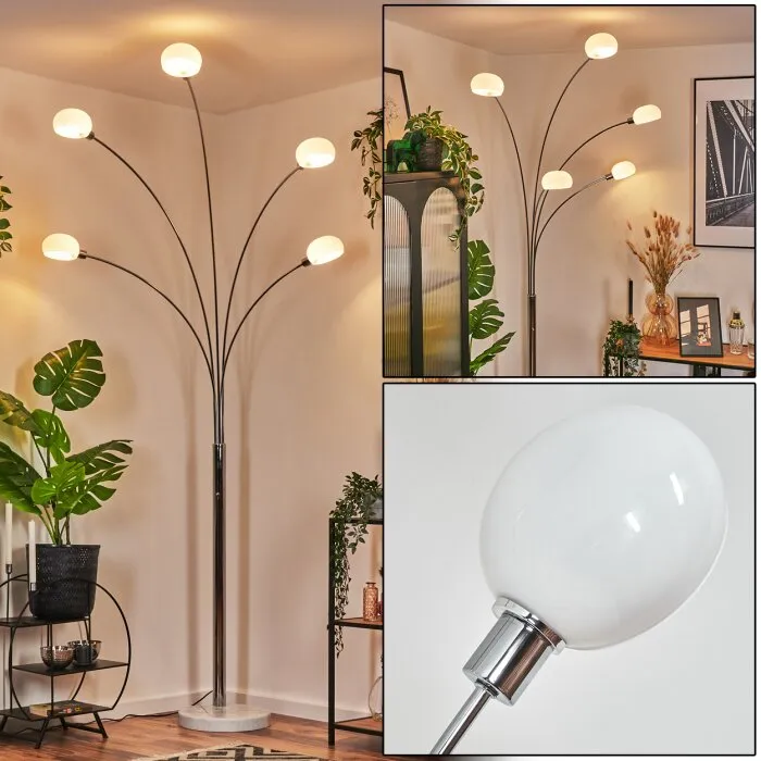 Nikkala Lampada da terra Cromo, Bianco, 5-Luci
