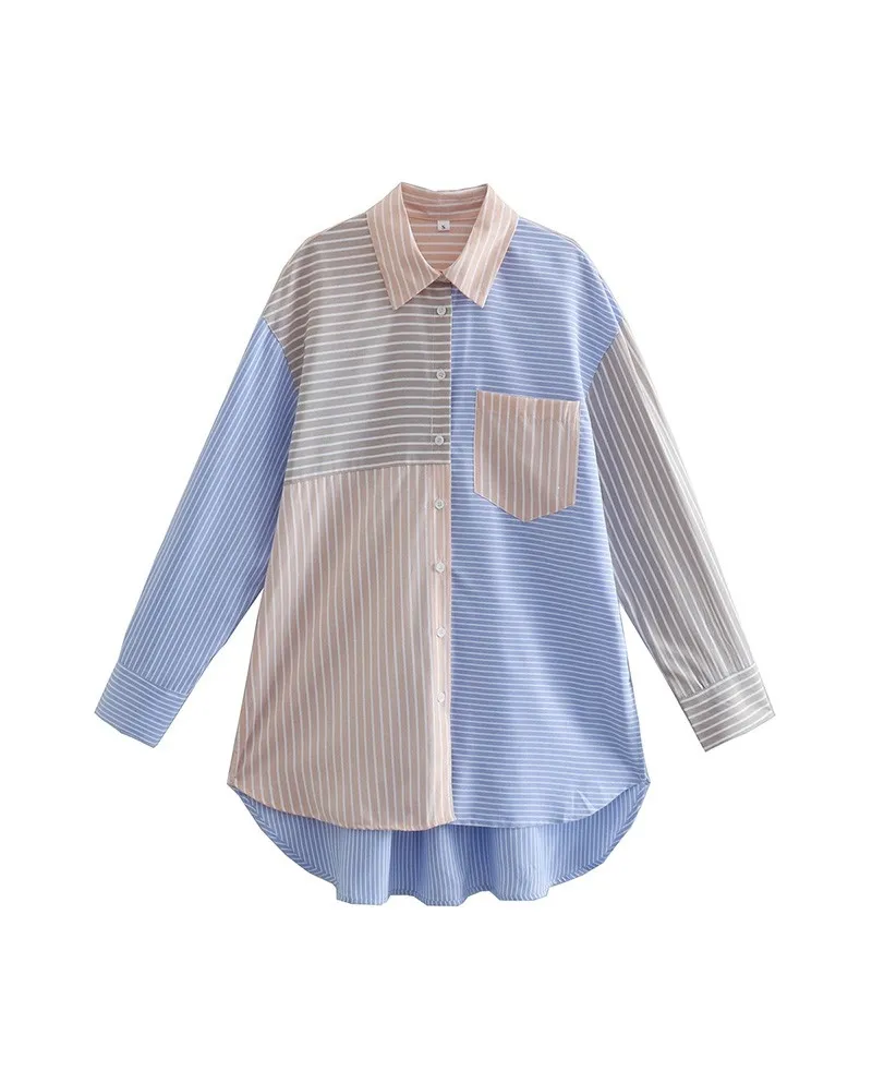 Nuova camicia da donna a righe a contrasto