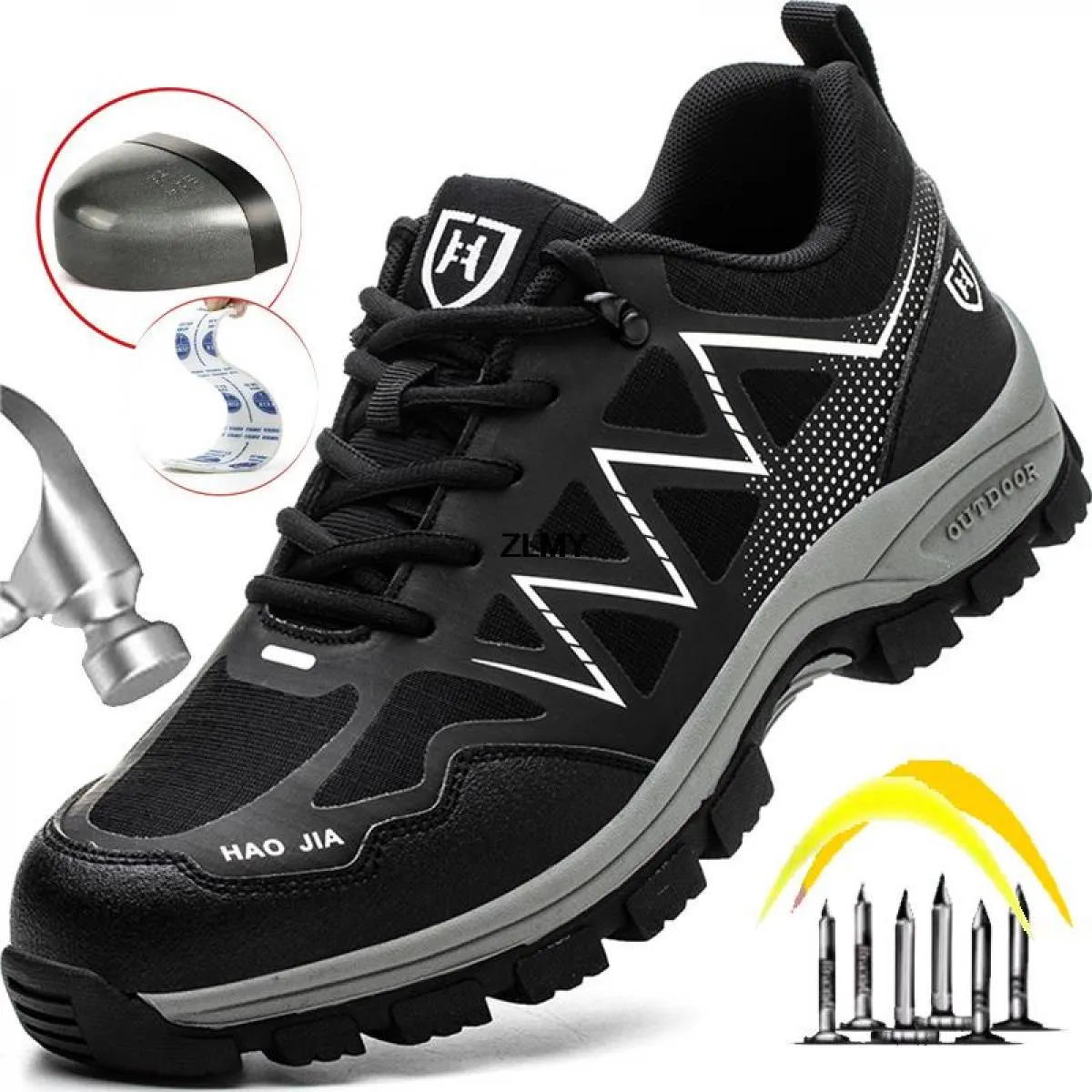 Nuovi uomini Scarpe antinfortunistiche da esterno con punta in acciaio Sneaker Stivali da lavoro antiforatura antinfortunistici