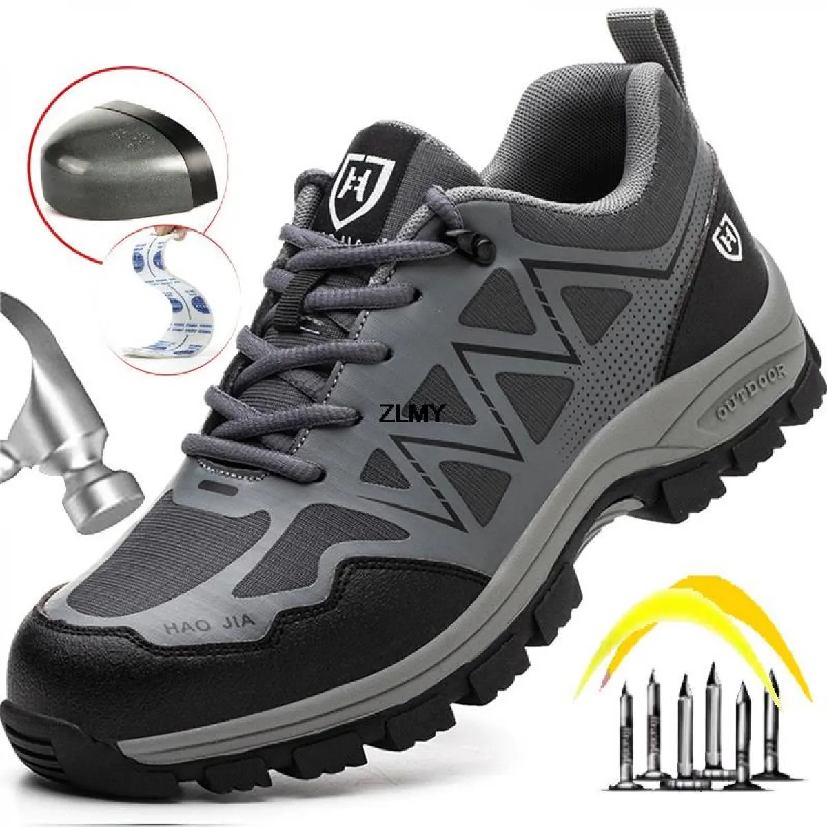 Nuovi uomini Scarpe antinfortunistiche da esterno con punta in acciaio Sneaker Stivali da lavoro antiforatura antinfortunistici