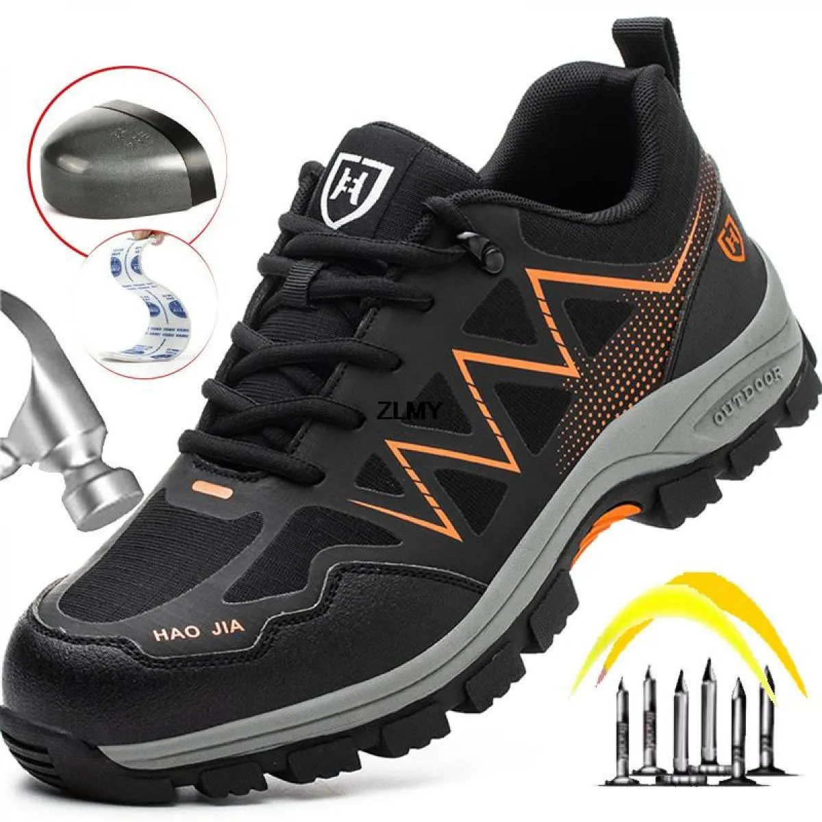 Nuovi uomini Scarpe antinfortunistiche da esterno con punta in acciaio Sneaker Stivali da lavoro antiforatura antinfortunistici