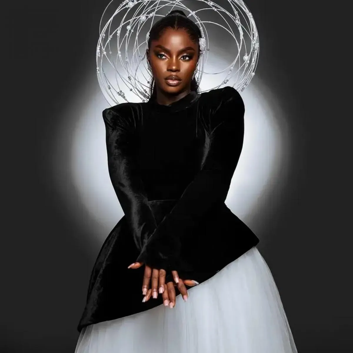 Nuovo arrivo in bianco e nero abiti da sera midi collo alto maniche lunghe in velluto abito da ballo abiti para mujer elegantes
