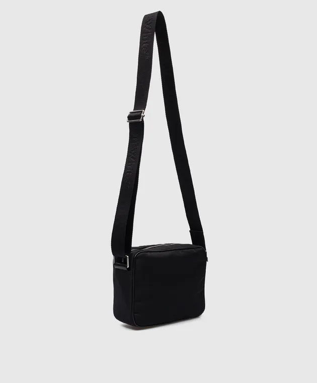 Off-White Borsa a tracolla nera con ricamo logo OMNQ080C99FAB001