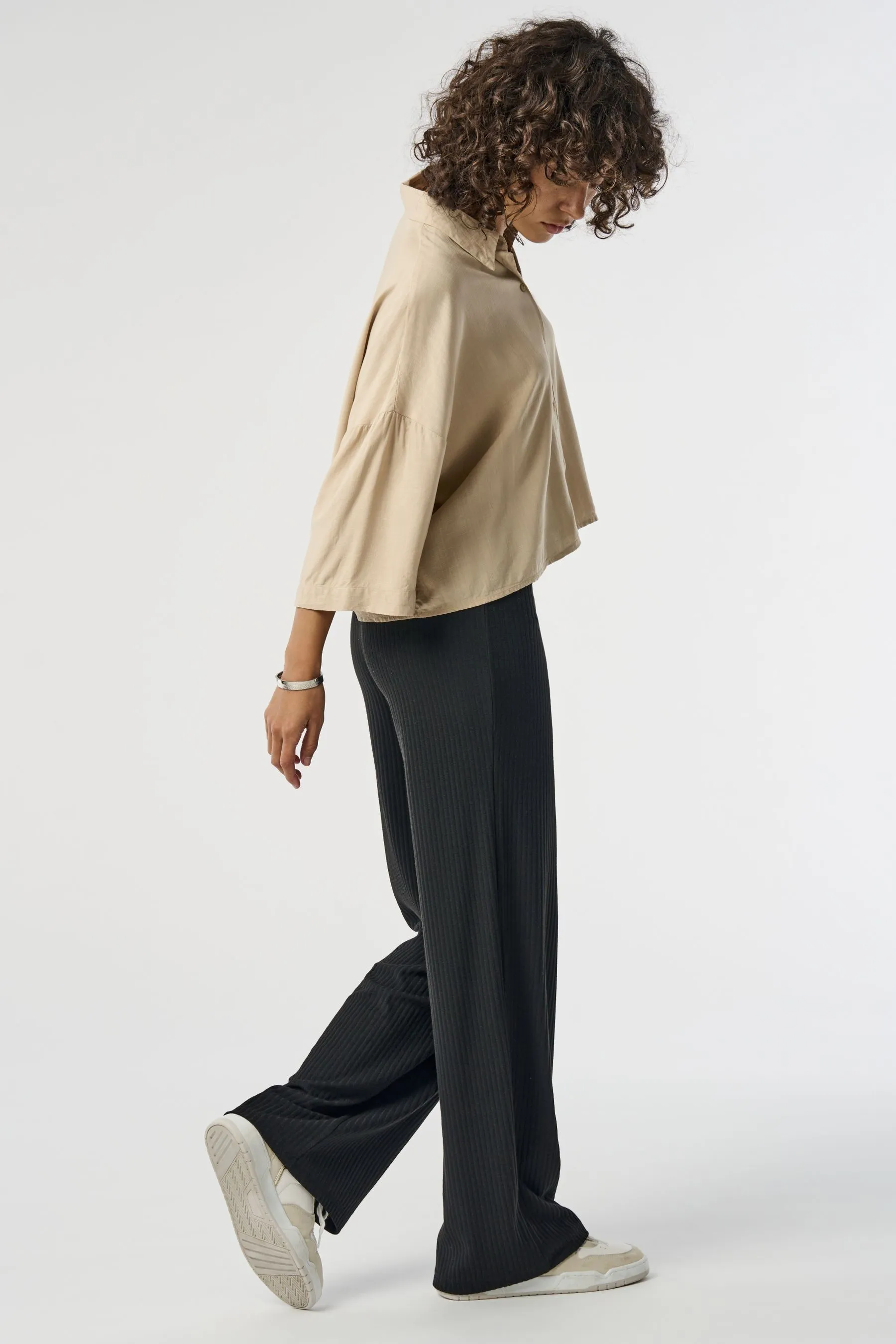 ONLY - Pantaloni a gamba larga a vita alta