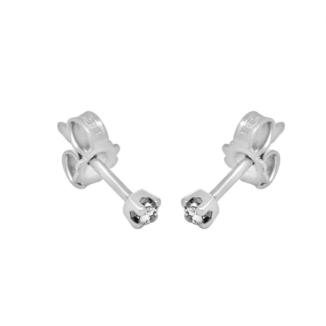 Orecchini punto luce in oro bianco con diamante ct 0.08