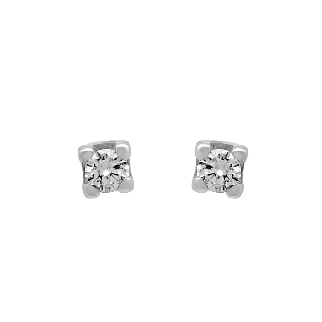 Orecchini punto luce in oro bianco con diamante ct 0.08