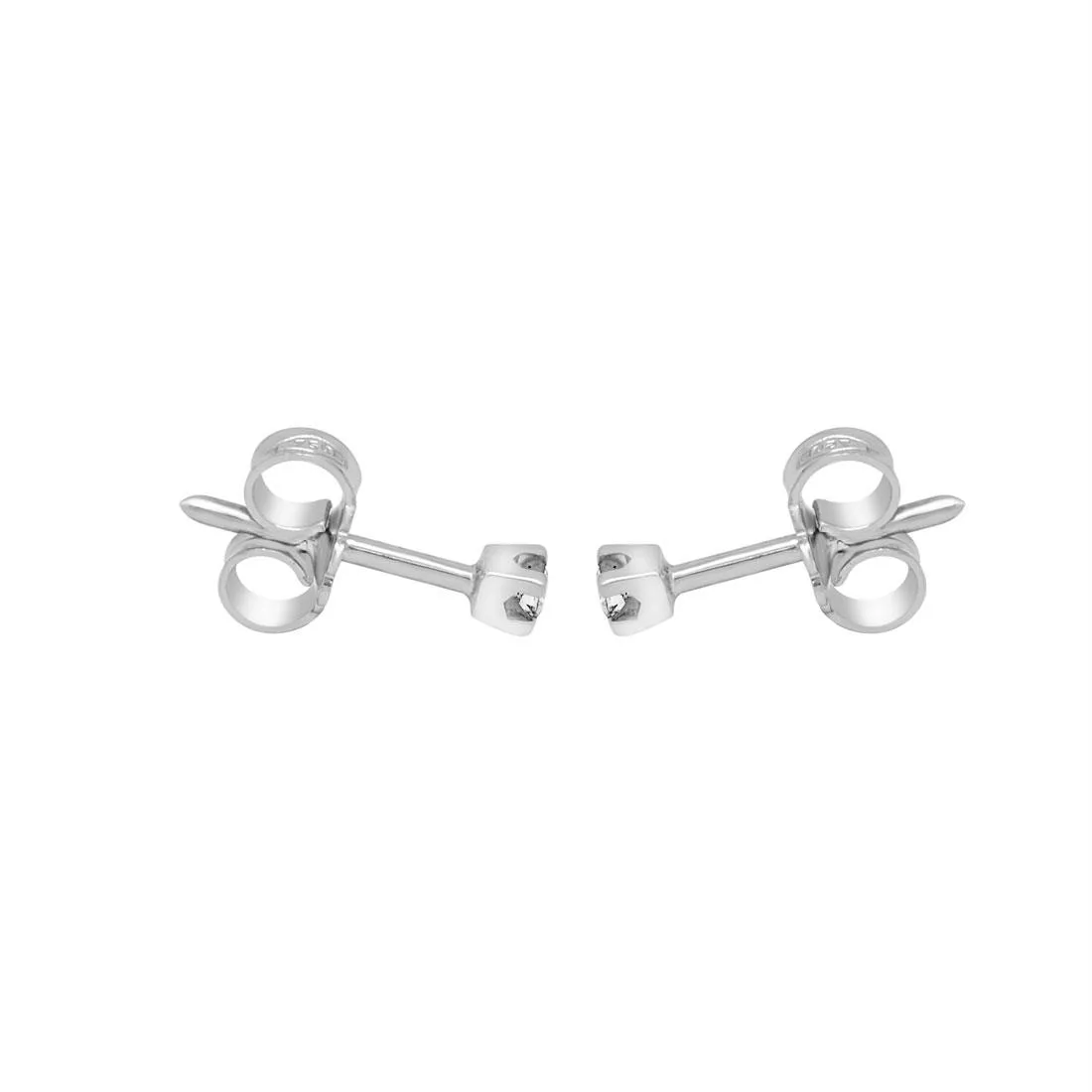 Orecchini punto luce in oro bianco con diamante ct 0.08