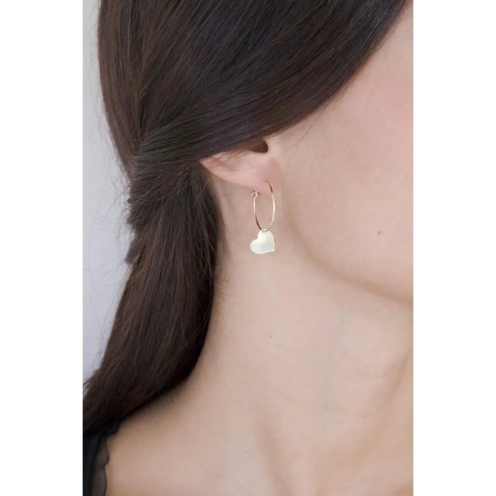 Orecchino cerchio cuore pendente argento 925 placcato oro rosa