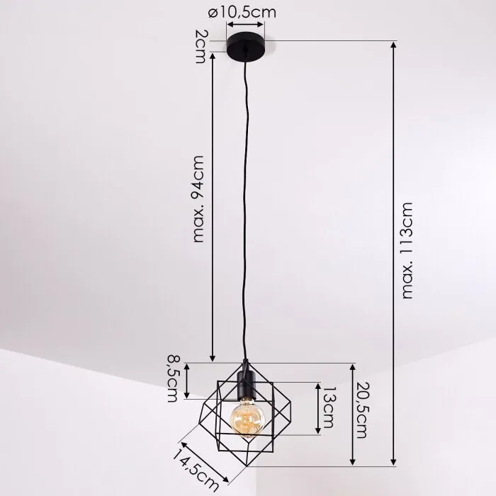 Pajarito Lampadario a sospensione Nero, 1-Luce